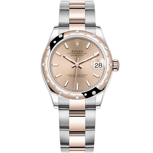 Datejust 31 31mm Oyster Bracelet Oystersteel and Everose Gold with Rosé-Colour Dial Diamond-Set Bezel