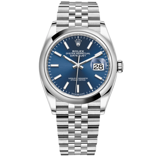 Datejust 36 36mm Oystersteel Jubilee Bracelet with Bright Blue Dial Dial Domed Bezel