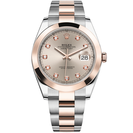 Datejust 41 41mm Oyster Bracelet Oystersteel and Everose Gold with Sundust Diamond-Set Dial Everose Gold Bezel