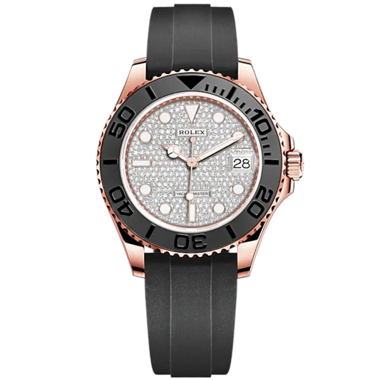 Yacht-Master 37 37mm Oysterflex Bracelet and 18 CT Everose Gold with Diamond-Pave Dial Bidirectional Rotatable Bezel