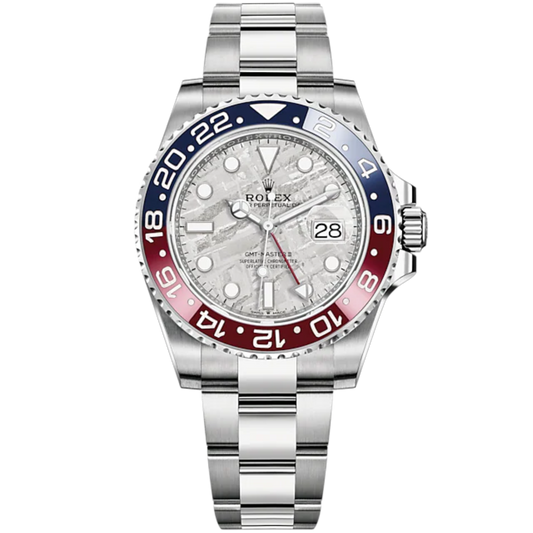 GMT-Master II 40mm Oyster Bracelet and 18 CT White Gold with Meteorite Dial Blue & Red 24-Hour Rotatable Bezel