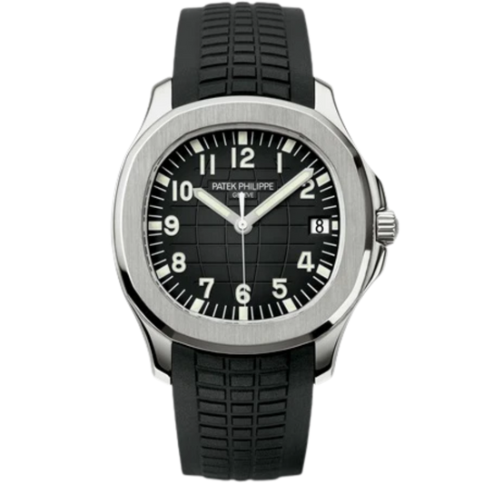 Patek Philippe Aquanaut Ref. 5167A 40.8mm Black Tropical Strap Black Embossed Dial Stainless Steel Bezel