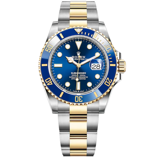 Submariner Date 41mm Oyster Bracelet Oystersteel and Yellow Gold with Royal Blue Dial Blue Cerachrom Unidirectional Rotatable Bezel