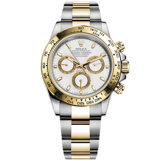 Cosmograph Daytona 40MM Oyster Bracelet Yellow Gold With a White Dial Yellow Gold Bezel With Engraved Tachymetric Scale