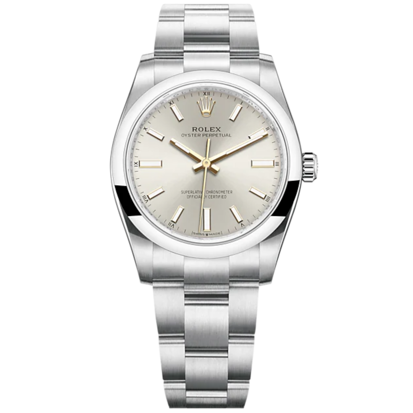 Oyster Perpetual 34 34MM Oyster Bracelet Silver Dial Domed Bezel