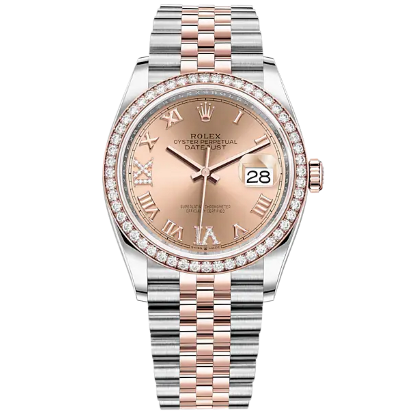 Datejust 36 36mm Oystersteel Jubilee Bracelet and Everose Gold and Diamond-Set Dial Diamond-Set Bezel