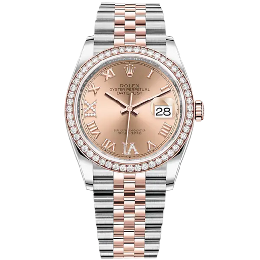 Datejust 36 36mm Oystersteel Jubilee Bracelet and Everose Gold and Diamond-Set Dial Diamond-Set Bezel