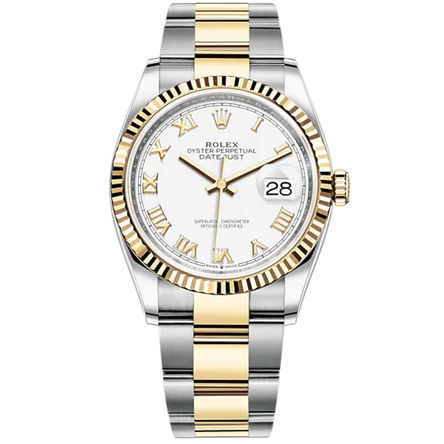 Datejust 36 36mm Oyster Bracelet Oystersteel and Yellow Gold with White Dial  Domed Bezel