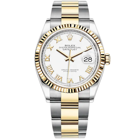 Datejust 36 36mm Oyster Bracelet Oystersteel and Yellow Gold with White Dial  Domed Bezel