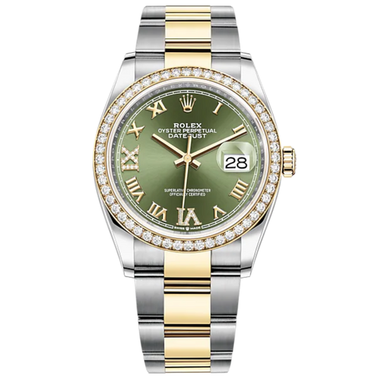 Datejust 36 36mm Oyster Braclete Oystersteel and Yellow Gold with Slate Dial Diamond-Set Bezel