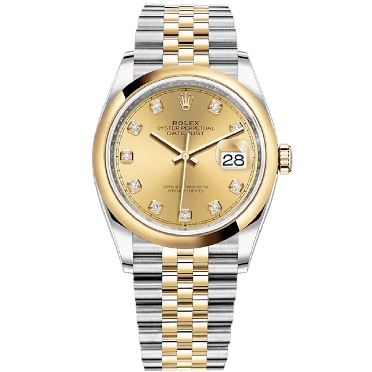 Datejust 36 36mm Oystersteel Jubilee Bracelet and Yellow Gold with Bright Black Diamond-Set Dial Domed Bezel