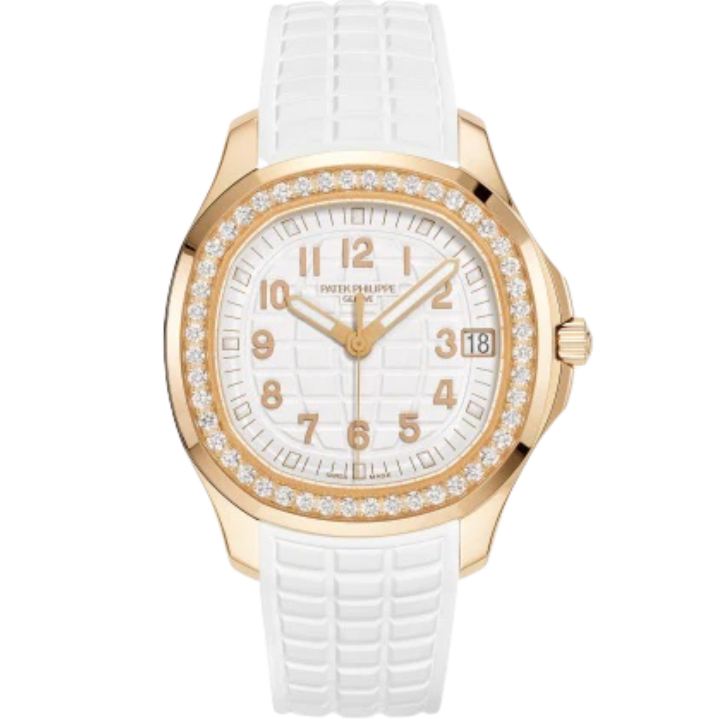 Patek Philippe Aquanaut Ref. 5268/200R 38.8mm White Embossed Dial Diamond-paved Rose Gold Bezel