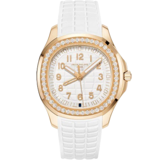 5269/200R Aquanaut 38.8mm Matte White Strap Matte White Embossed Dial Diamond-paved Rose Gold Bezel