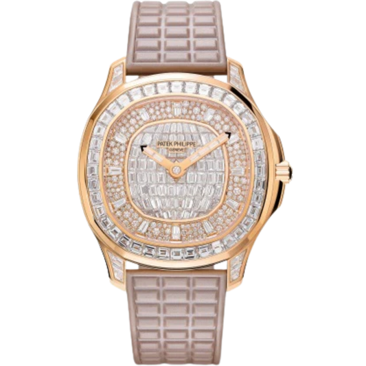 5062/450R Aquanaut Luce Haute Joaillerie 38.8mm Pearly Beige Tropical Strap Diamond-Set Dial Rose Gold Bezel