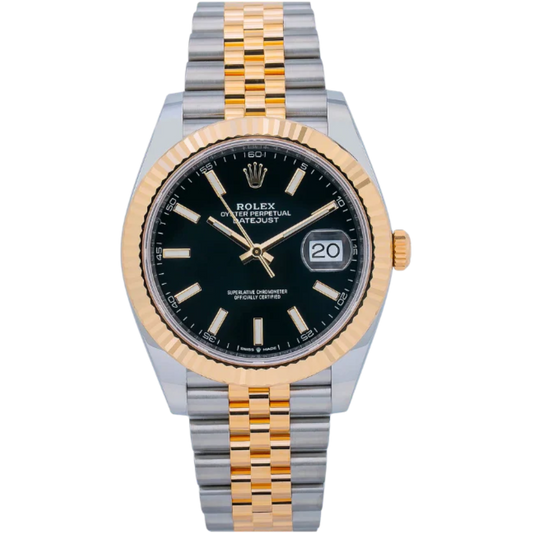 Datejust 41 41MM Two Tone Yellow Gold Black Dial on Jubilee