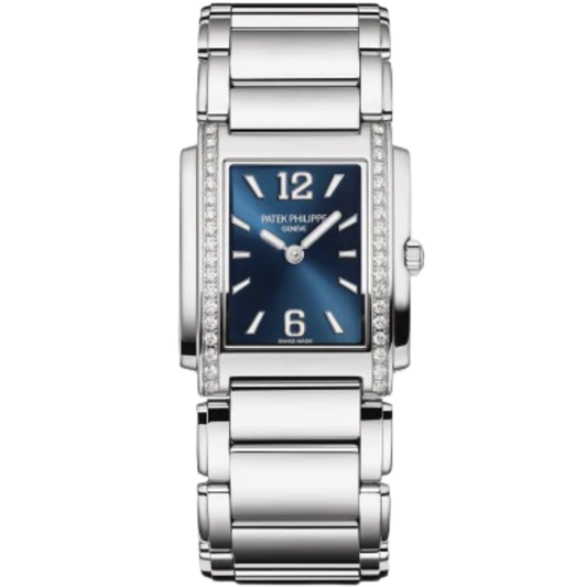 4910/1200A-001 Twenty~4 Steel Bracelet Blue Sunburst Dial Diamond-set Stainless Steel Bezel