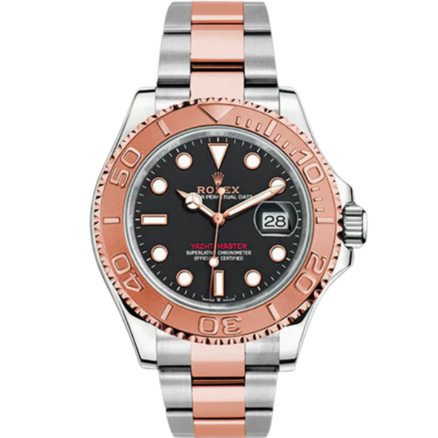 268621 37mm Yachtmaster Two-Tone Stainless Steel and Rose Gold Black Dial 2023