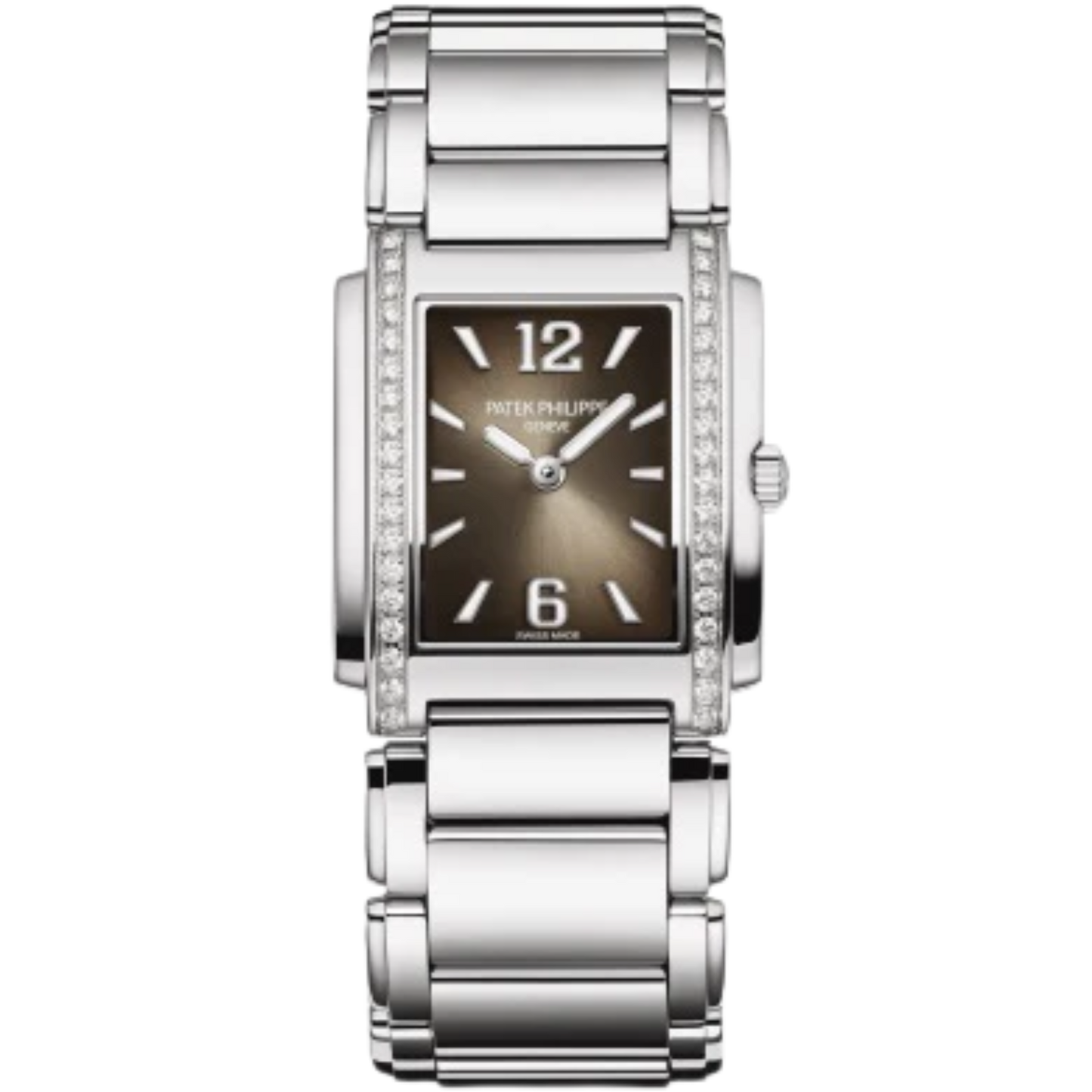 4910/1200A-010 Twenty~4 Steel Bracelet Gray Sunburst Black Gradated Dial Diamond-set Stainless Steel Bezel