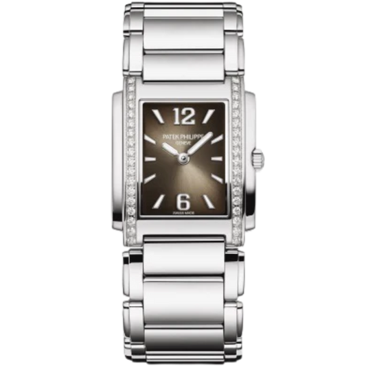 4910/1200A-010 Twenty~4 Steel Bracelet Gray Sunburst Black Gradated Dial Diamond-set Stainless Steel Bezel