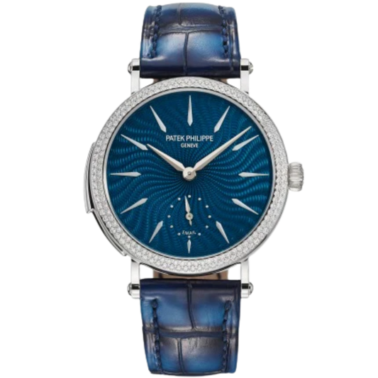 7040/250G Gondolo Ocean Blue Alligator Leather Strap Blue Hand-Guilloched Dial La Flamme Diamond Bezel