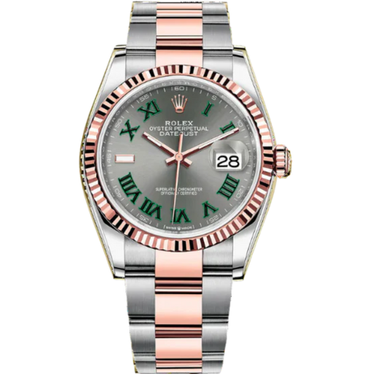 DateJust 36 36 MM Two Tone RG/SS Slate Grey Dial on Oyster