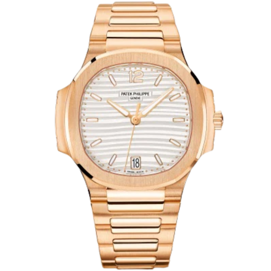 7118/1R Nautilus Ladies 35.2mm Rose Gold Bracelet Silvery Opaline Dial Rose Gold Plain Bezel