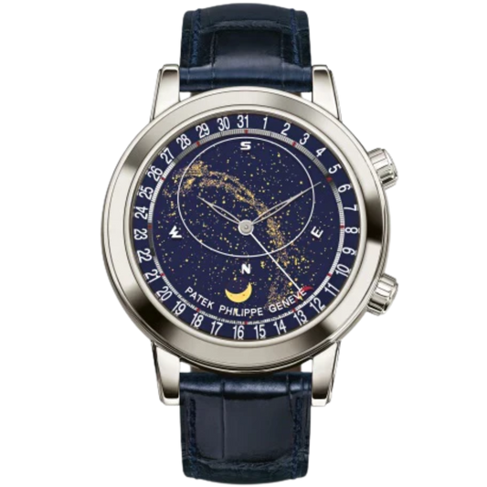 6102P Grand Complications 44mm Shiny Navy Blue Alligator Strap Metalized Sapphire-Crystal Dial Platinum Bezel