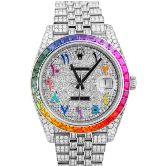 126300 41mm Datejust BUSSDOWN Rainbow Bezel with Rainbow Arabic Numeral Dial on Oyster