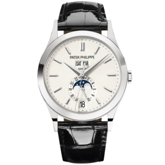 5396G Complications 38.5mm Shiny Black Alligator Strap Silvery Opaline Dial White Gold Bezel
