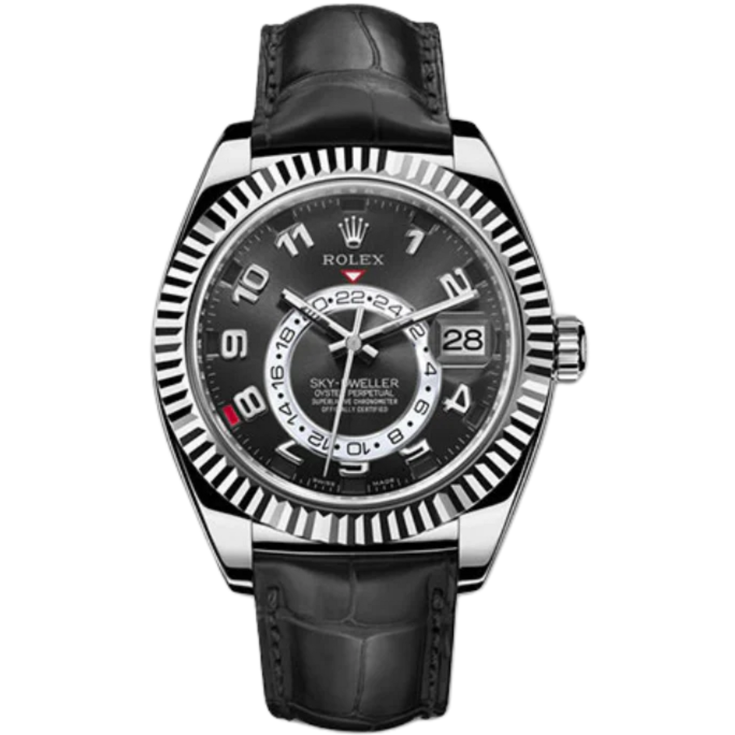 326139 White Gold Skydweller Black Dial