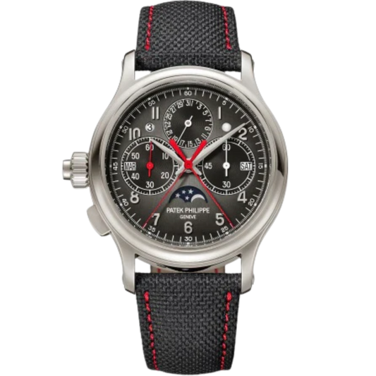 5373P Grand Complications Left-Hander's 38.3mm Black Embossed Calfskin Strap Charcoal Gray Gradient-Black Dial Platinum Bezel