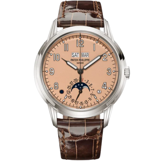 5320G Grand Complications 40mm Shiny Chocolate Brown Alligator Leather Strap Rose-Gilt Opaline Dial White Gold Bezel