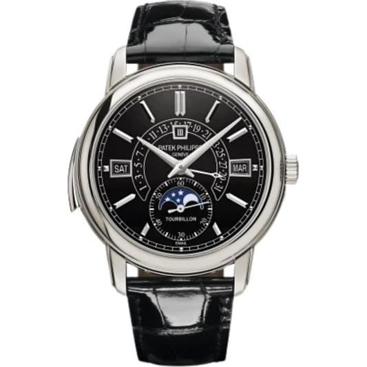 5316P Grand Complications 40.2mm Shiny Black Alligator Strap Black Enamel Dial Platinum Bezel