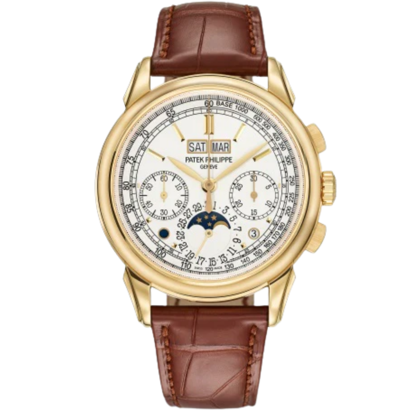 5270J Grand Complications 41mm Matte Chocolate Brown Alligator Leather Strap Silvery Opaline Dial Yellow Gold Bezel