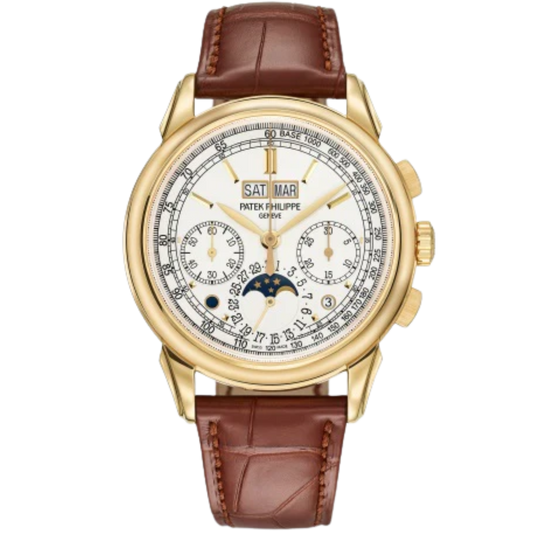 5270J Grand Complications 41mm Matte Chocolate Brown Alligator Leather Strap Silvery Opaline Dial Yellow Gold Bezel