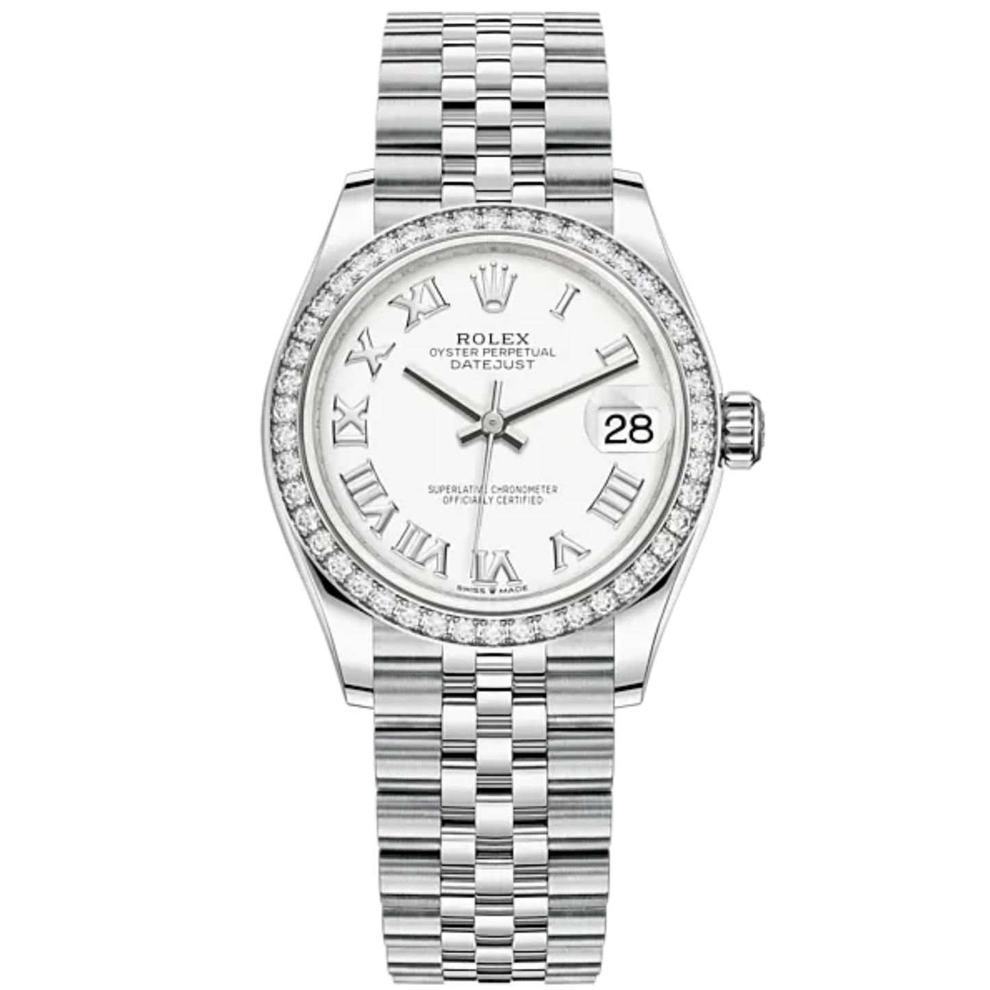 Datejust 31 31mm Jubilee Bracelet Oystersteel and White Gold with White Dial Diamond-Set Bezel