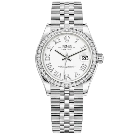 Datejust 31 31mm Jubilee Bracelet Oystersteel and White Gold with White Dial Diamond-Set Bezel