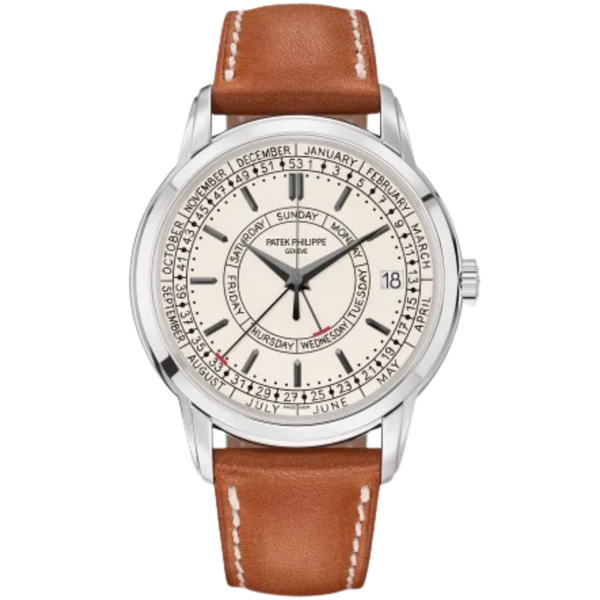 Patek Philippe Calatrava Ref. 5212A Complications 40mm Light Brown Strap Silver Opaline Dial