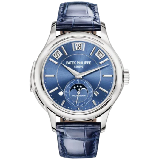 5207G Grand Complications 41mm Shiny Navy Blue Alligator Strap Royal Blue Sunburst Dial White Gold Bezel