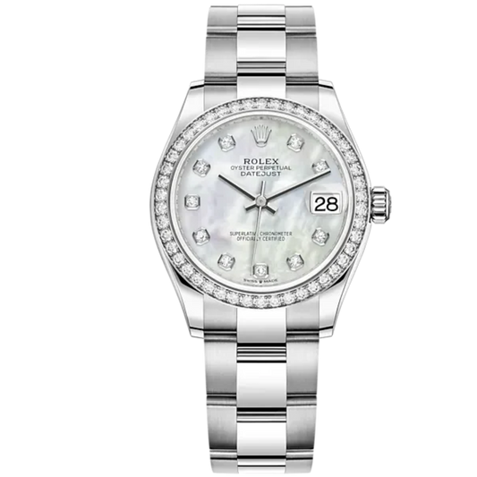 Datejust 31 31mm Oyster Bracelet Oystersteel and White Gold with White Mother-Of-Peal Diamond-Set Dial Diamond-Set Bezel