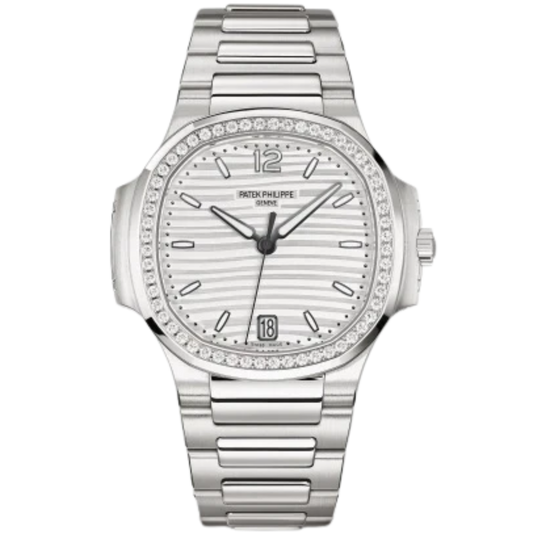 7118-1200A-010 Nautilus Ladies 35.2mm Steel Bracelet Silvery Opaline Dial Diamond-set Bezel