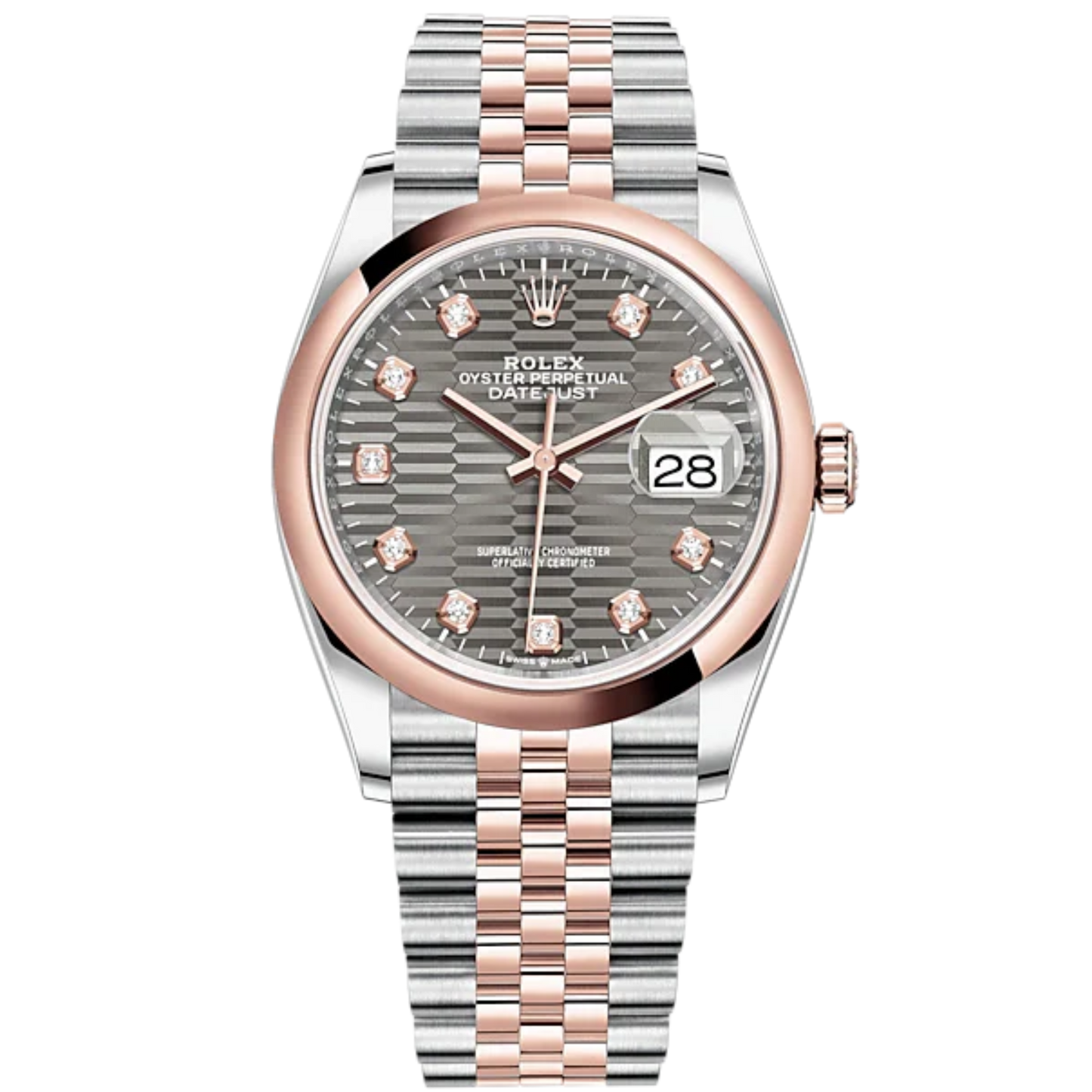 Datejust 36 36mm Oystersteel Everose Gold Jubilee Bracelet Slate Fluted-Motif Diamond-set Dial Domed Bezel