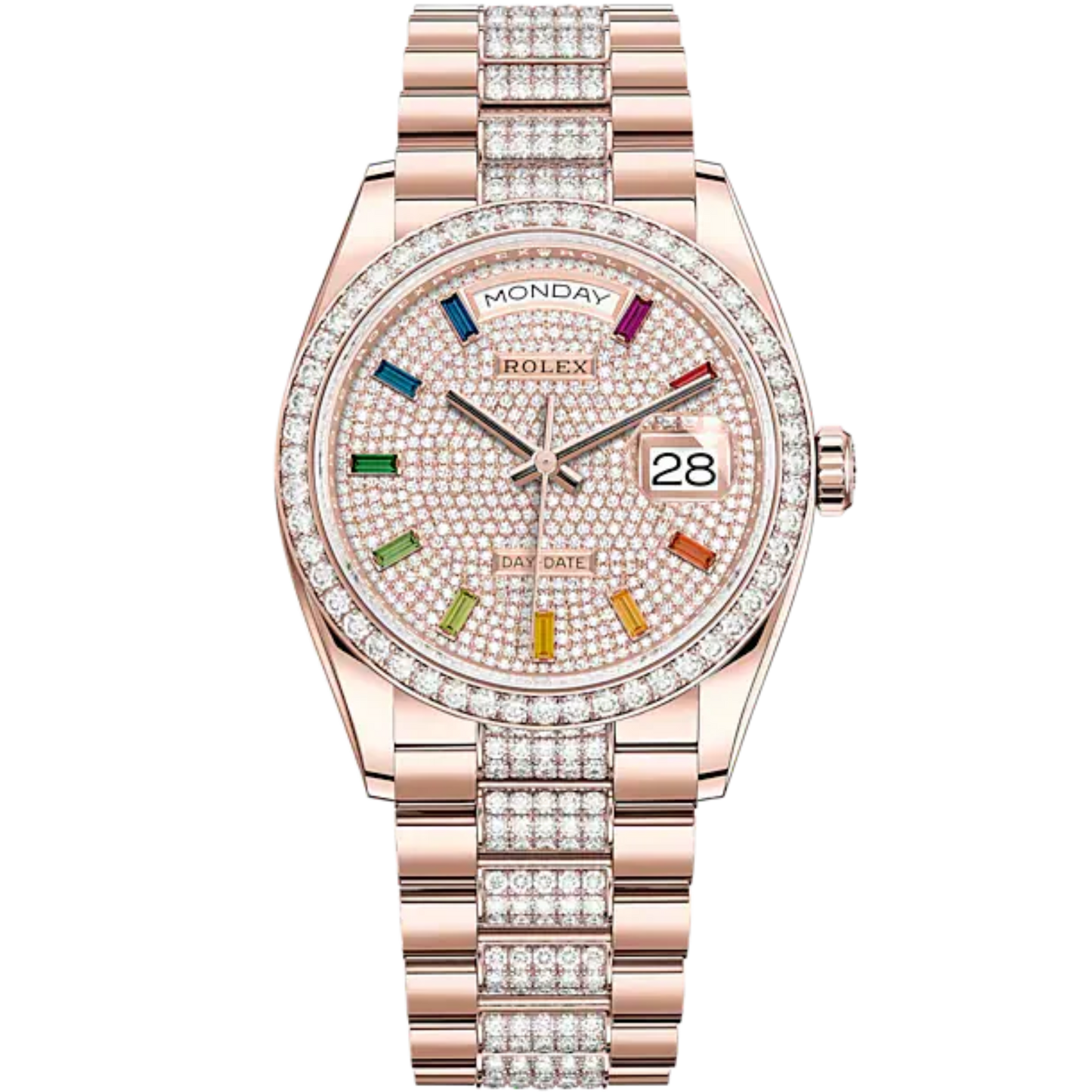 Day-Date 36 36mm Diamond-Set President Bracelet and 18 KT Everose Gold with Diamond-Paved Dial Diamond-Set Bezel