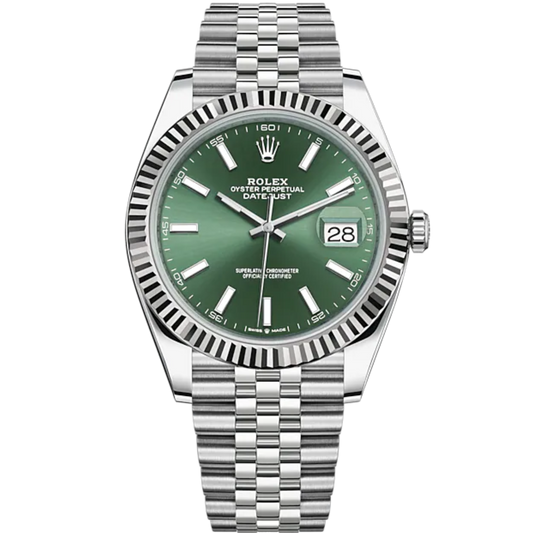 Datejust 41 41mm Jubilee Bracelet Oystersteel and White Gold with Mint Green Dial Fluted Bezel