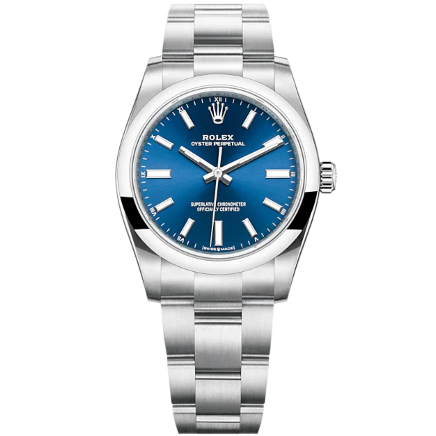 Oyster Perpetual 34 34MM Oyster Bracelet Bright Blue Dial Domed Bezel