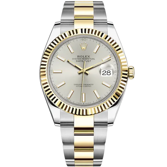 Datejust 41 41mm Oyster Bracelet Oystersteel and Yellow Gold with Silver Dial Fluted Bezel