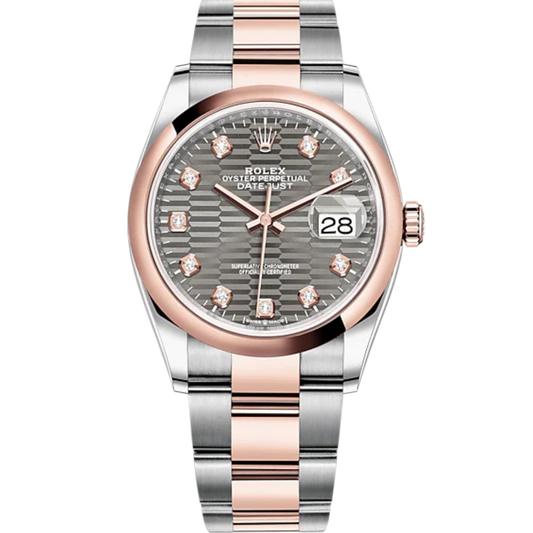 Datejust 36 36mm Oystersteel Everose Gold Oyster Bracelet  Slate Fluted-Motif Diamond-set Dial Domed Bezel
