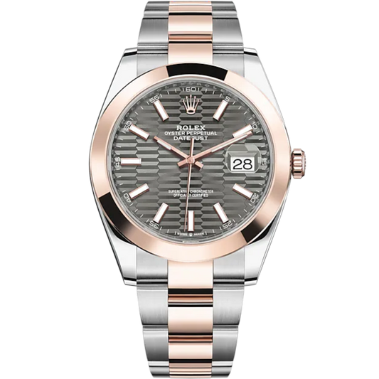 Datejust 41 41mm Oyster Bracelet Oystersteel and Everose Gold with Slate Fluted-Motif Dial Everose Gold Bezel