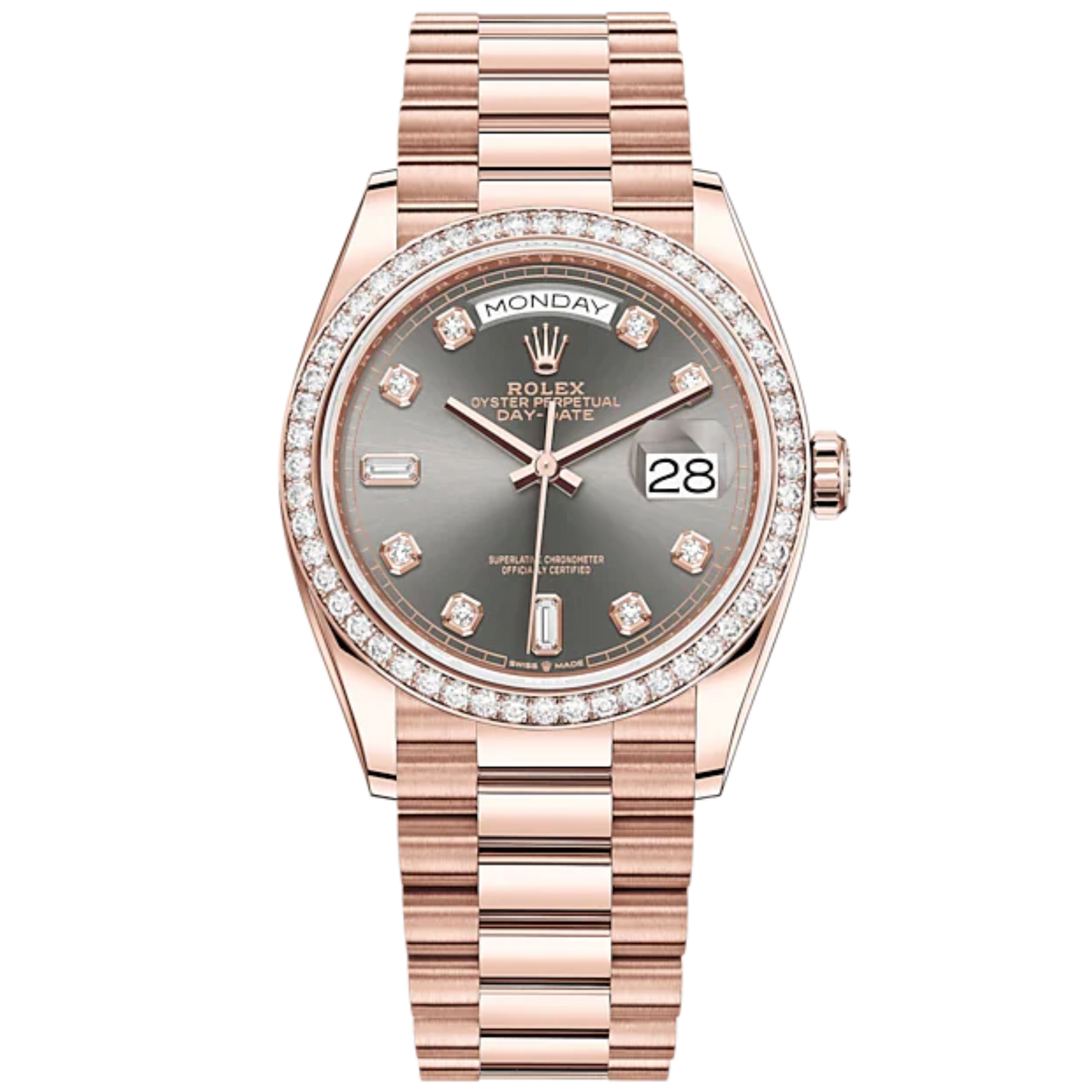 Day-Date 36 36mm President Bracelet and 18 KT Everose Gold with Slate Diamond-Set Dial Diamond-Set Bezel