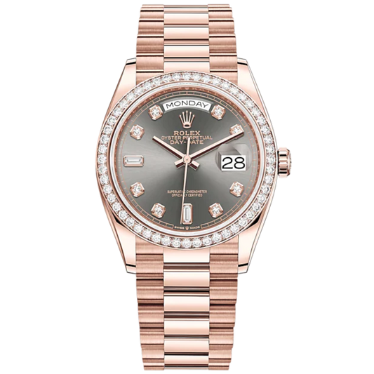 Day-Date 36 36mm President Bracelet and 18 KT Everose Gold with Slate Diamond-Set Dial Diamond-Set Bezel